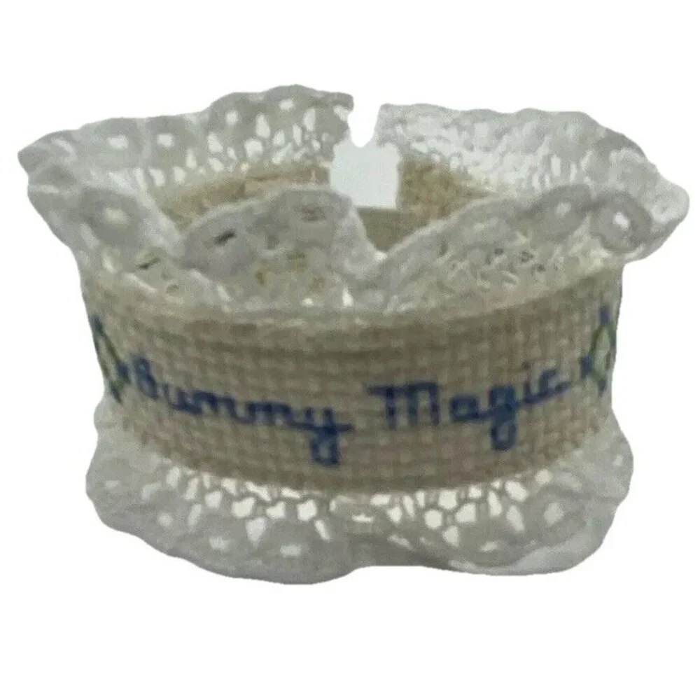 Vintage Cross Stitch Napkin Rings Handmade Easter Spring Dinner Party Set of 5